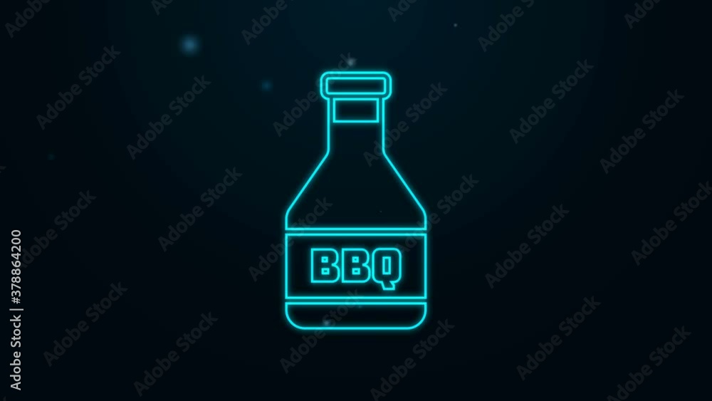 Glowing neon line Ketchup bottle icon isolated on black background. Barbecue and BBQ grill symbol. 4K Video motion graphic animation Glowing neon line Ketchup bottle icon isolated on black background. Barbecue and BBQ grill symbol. 4K Video motion graphic animation