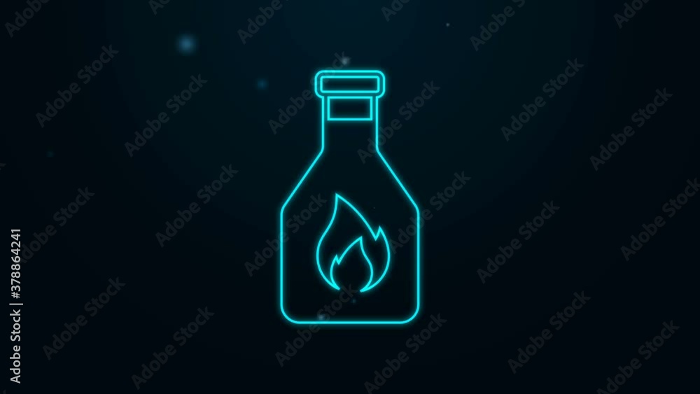 Glowing neon line Ketchup bottle icon isolated on black background. 4K Video motion graphic animation Glowing neon line Ketchup bottle icon isolated on black background. 4K Video motion graphic animation