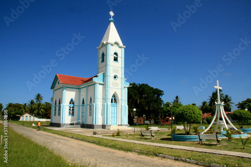 caravelas, bahia / brazil - january 12, 2009: Nossa Senhora de Lourdes church in the historic center of the city of Caravelas, in the south of Bahia.