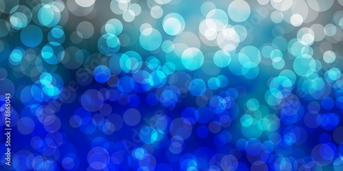 Light BLUE vector backdrop with dots. Illustration with set of shining colorful abstract spheres. Design for your commercials.