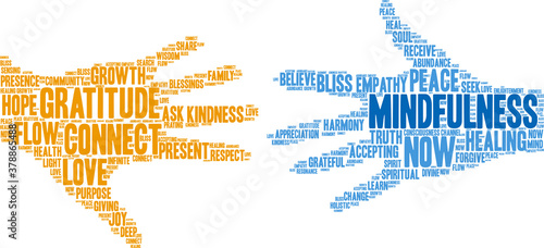 Mindfulness Word Cloud on a white background. 