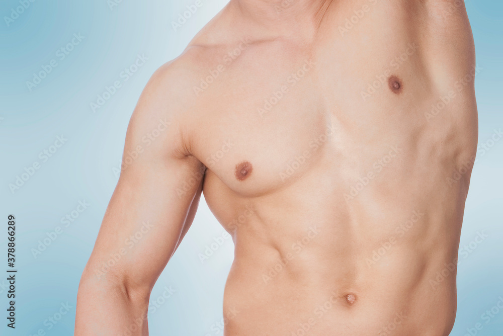 Close-up of a bare chested man Close-up of a bare chested man