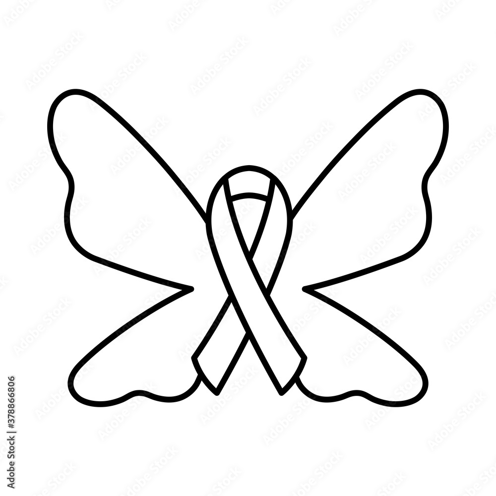 medical ribbon butterfly line style icon design of care health hospital emergency aid exam clinic and patient theme Vector illustration