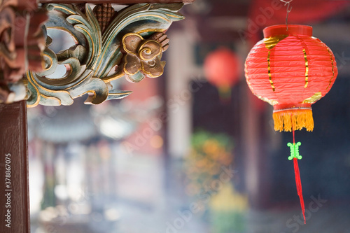 Close-up of a Chinese lantern in a temple photo