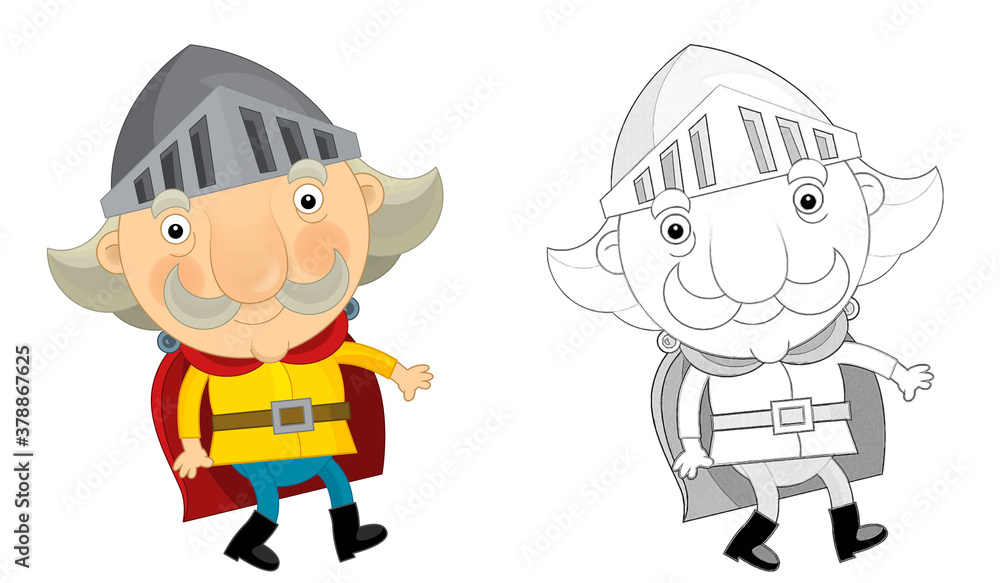 cartoon scene with king knight standing and doing something illustration cartoon scene with king knight standing and doing something illustration