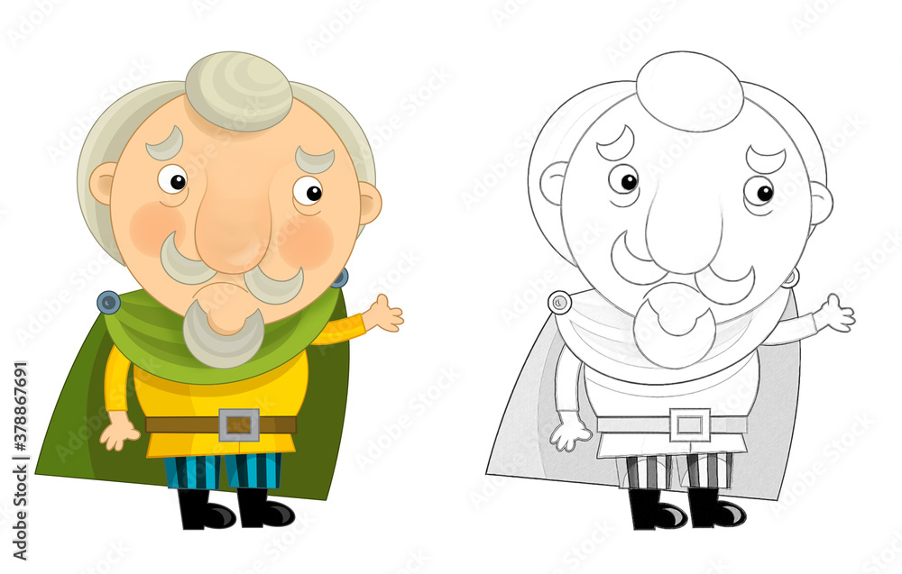 cartoon scene with king knight standing and doing something illustration cartoon scene with king knight standing and doing something illustration