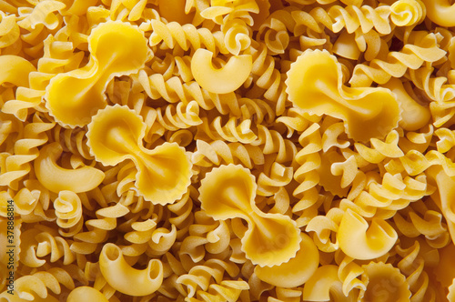 Close-up of assorted uncooked pasta