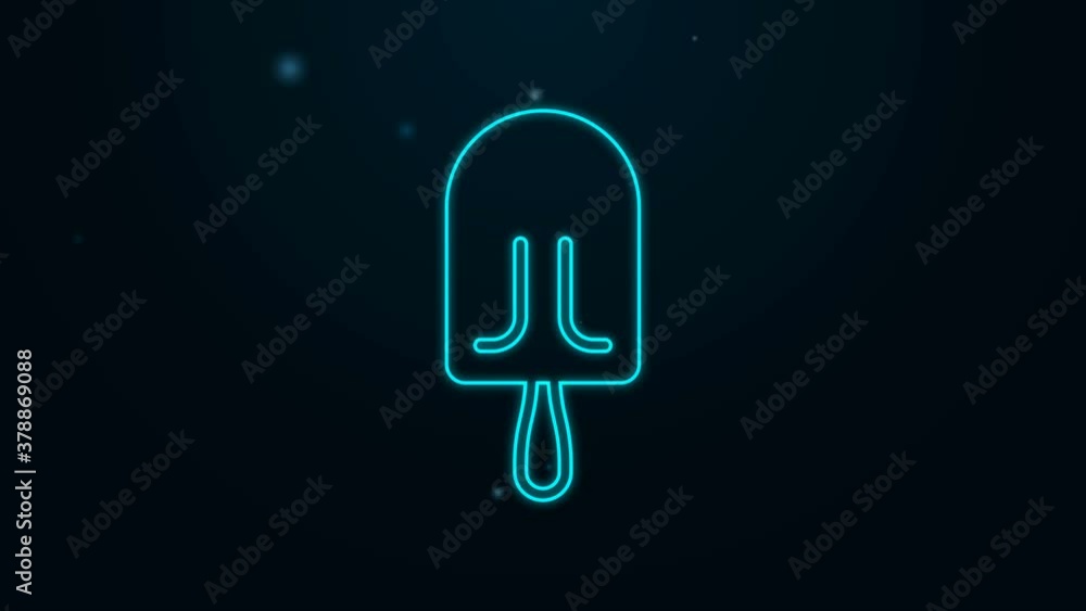 Glowing neon line Ice cream icon isolated on black background. Sweet symbol. 4K Video motion graphic animation Glowing neon line Ice cream icon isolated on black background. Sweet symbol. 4K Video motion graphic animation