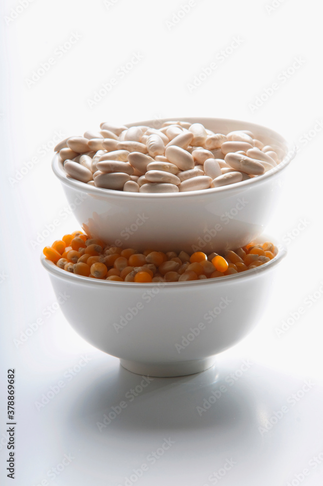 Close-up of assorted lentils and beans in bowls Close-up of assorted lentils and beans in bowls
