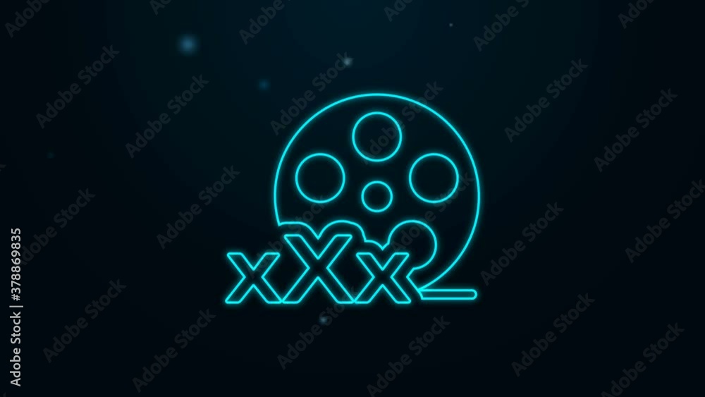 Glowing neon line Film reel with inscription Sex icon isolated on black background. Age restriction symbol. 18 plus content sign. Adult channel. 4K Video motion graphic animation Glowing neon line Film reel with inscription Sex icon isolated on black background. Age restriction symbol. 18 plus content sign. Adult channel. 4K Video motion graphic animation