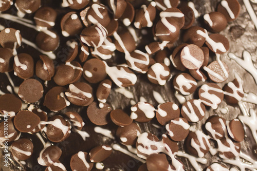 Close-up of chocolate bits on cake