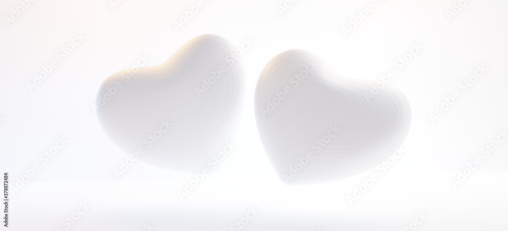 two white hearts. together concept 3d-illustration two white hearts. together concept 3d-illustration