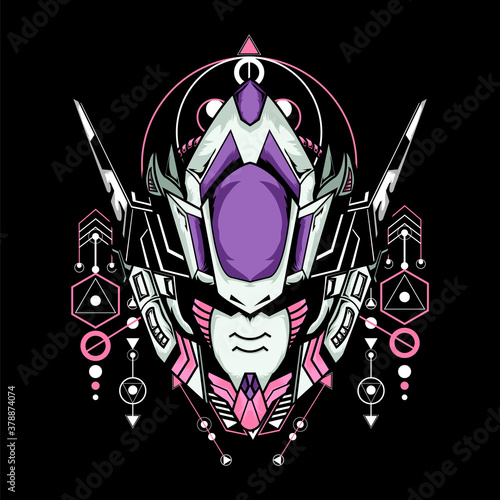 Mecha Head With Sacred Geometry Frame photo