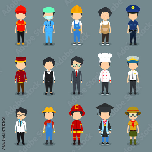 Set of 15  Flat Avatars Profession