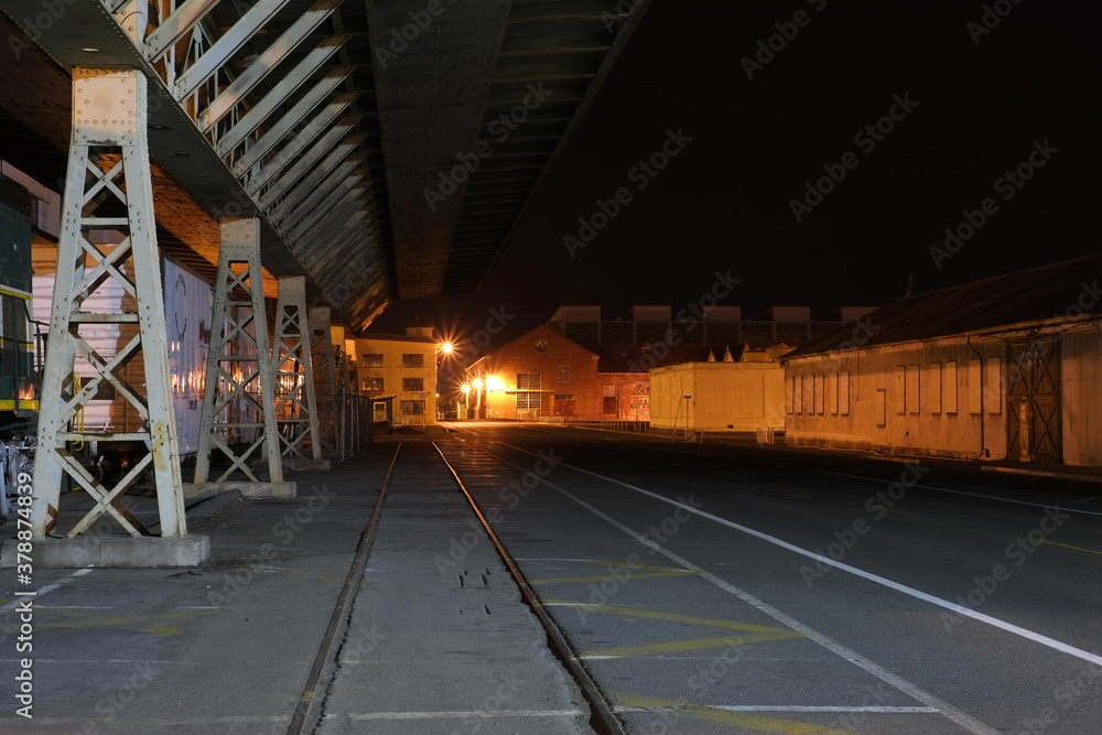 Railyard at night Railyard at night