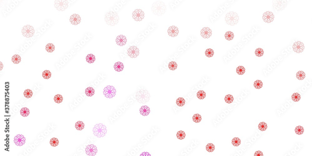 Light pink, yellow vector doodle background with flowers.