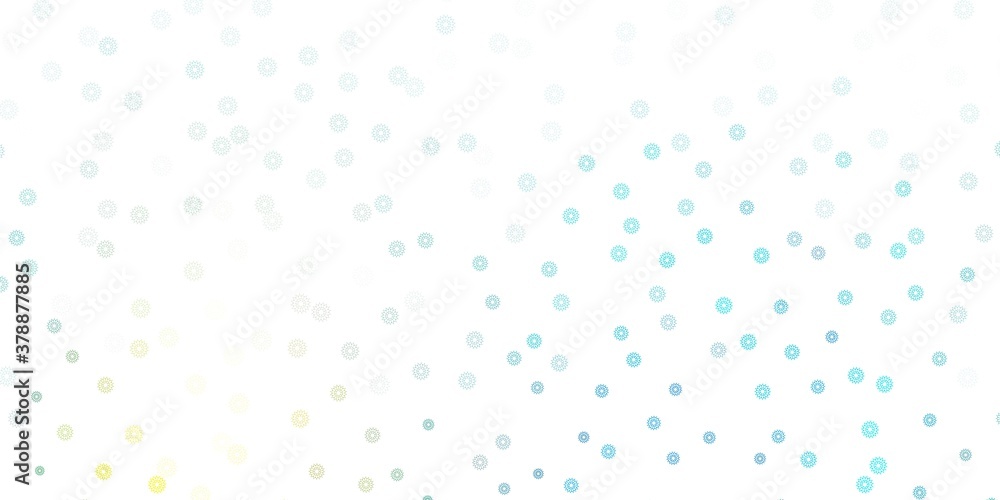 Light blue, yellow vector doodle background with flowers. Light blue, yellow vector doodle background with flowers.