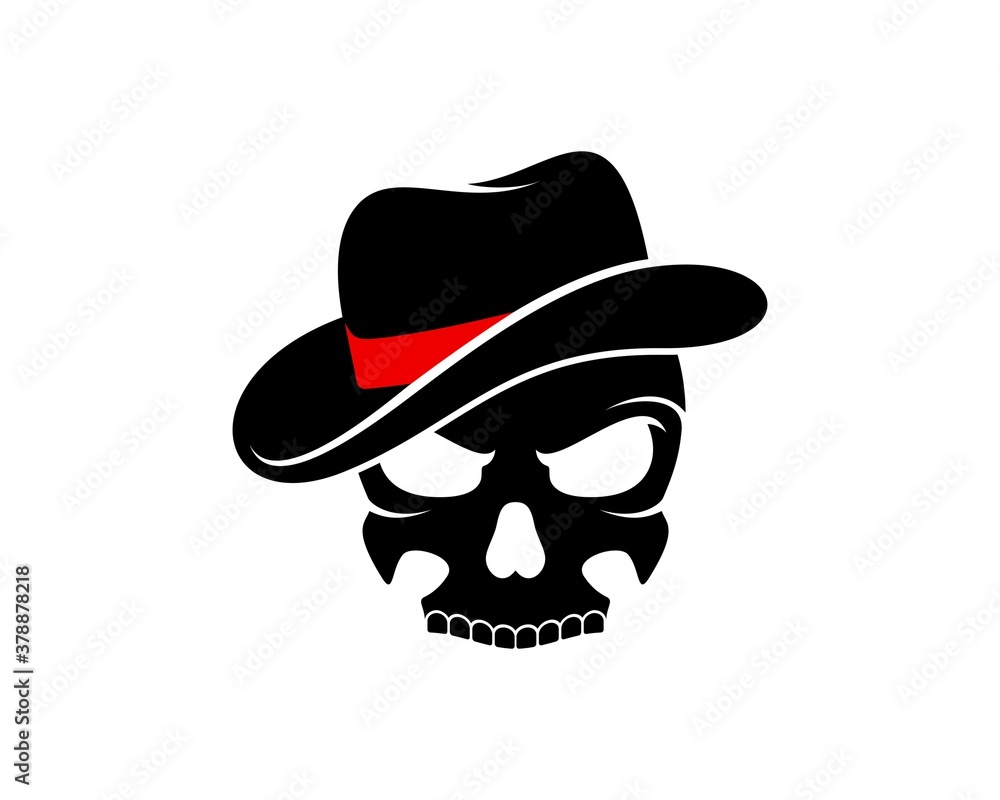 Skull with cowboy hat