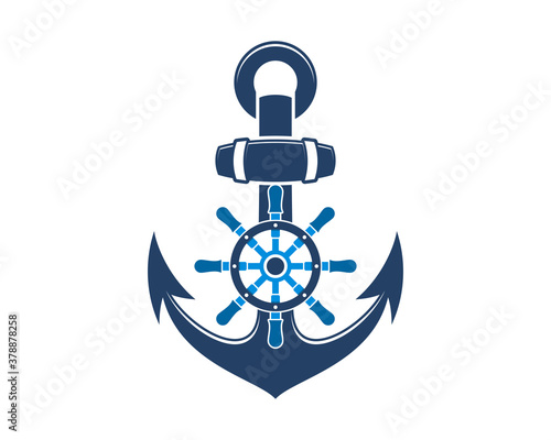 Anchor with ship steering wheel in the middle