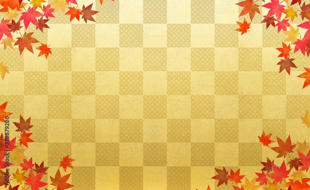 Gold check pattern. gold. background.
金　チェック柄　市松模様　紅葉　金色の市松模様　七宝　背景