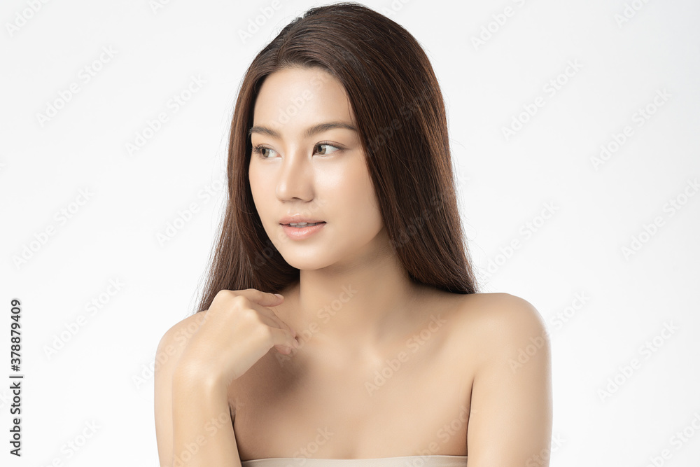 Beautiful young asian woman with clean fresh skin on white background, Face care, Facial treatment, Cosmetology, beauty and spa, Asian women portrait Beautiful young asian woman with clean fresh skin on white background, Face care, Facial treatment, Cosmetology, beauty and spa, Asian women portrait
