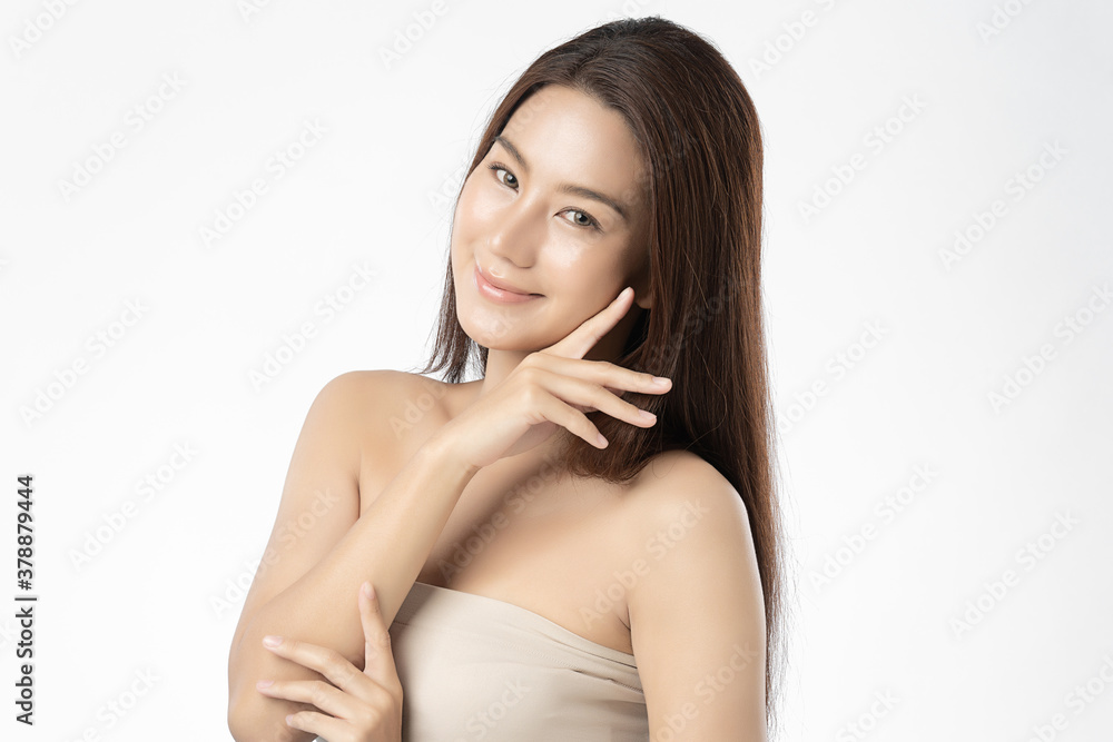 Beautiful young asian woman with clean fresh skin on white background, Face care, Facial treatment, Cosmetology, beauty and spa, Asian women portrait Beautiful young asian woman with clean fresh skin on white background, Face care, Facial treatment, Cosmetology, beauty and spa, Asian women portrait