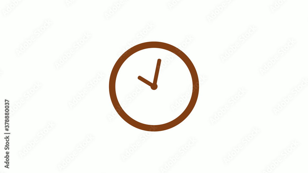 Amazing brown dark counting down clock icon on white background Amazing brown dark counting down clock icon on white background