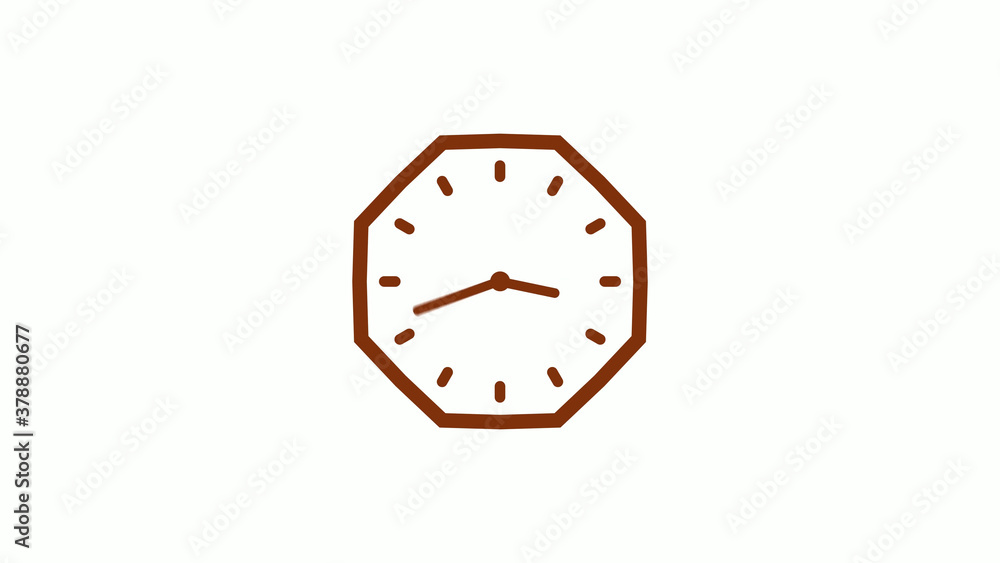 Brown dark counting down 12 hours clock icon on white background Brown dark counting down 12 hours clock icon on white background