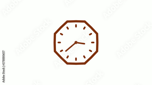 Brown dark counting down 12 hours clock icon on white background