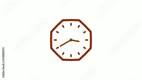 Brown dark counting down 12 hours clock icon on white background