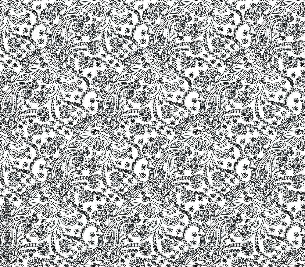 Obraz premium traditional Indian paisley pattern on outline 