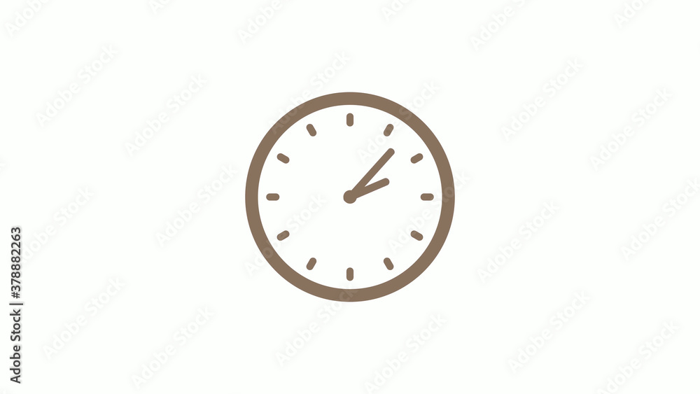 New brown gray circle clock icon on white background New brown gray circle clock icon on white background
