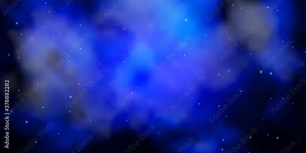 Dark BLUE vector layout with bright stars. Colorful illustration in abstract style with gradient stars. Design for your business promotion.