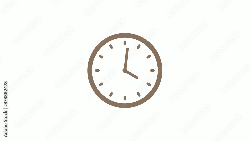 New brown gray circle clock icon on white background New brown gray circle clock icon on white background
