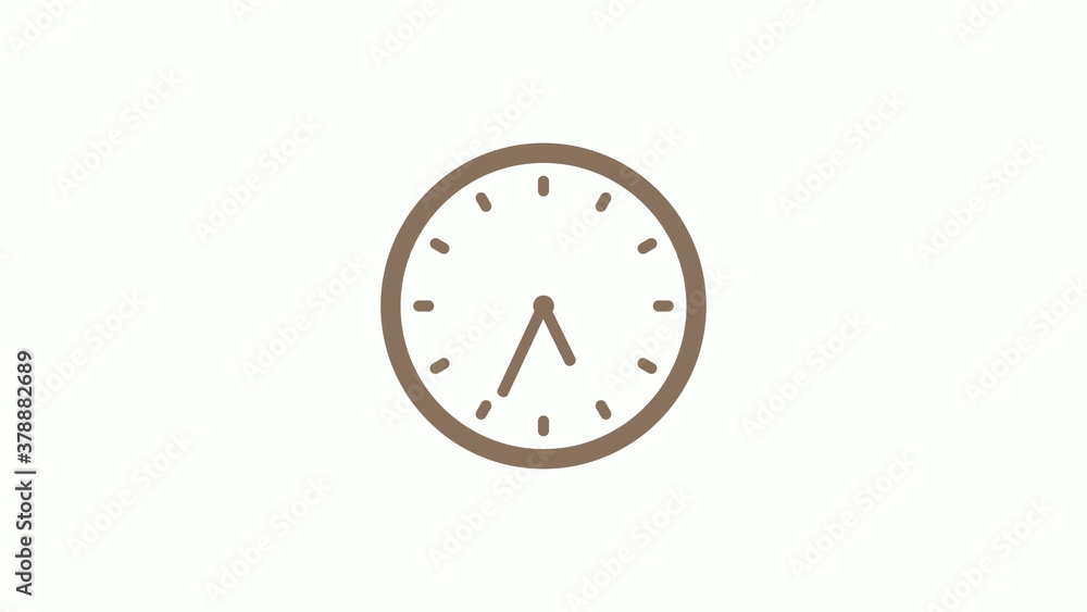 New brown gray circle clock icon on white background New brown gray circle clock icon on white background