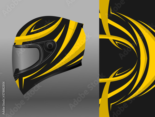 helmet wrap design with black and yellow color theme