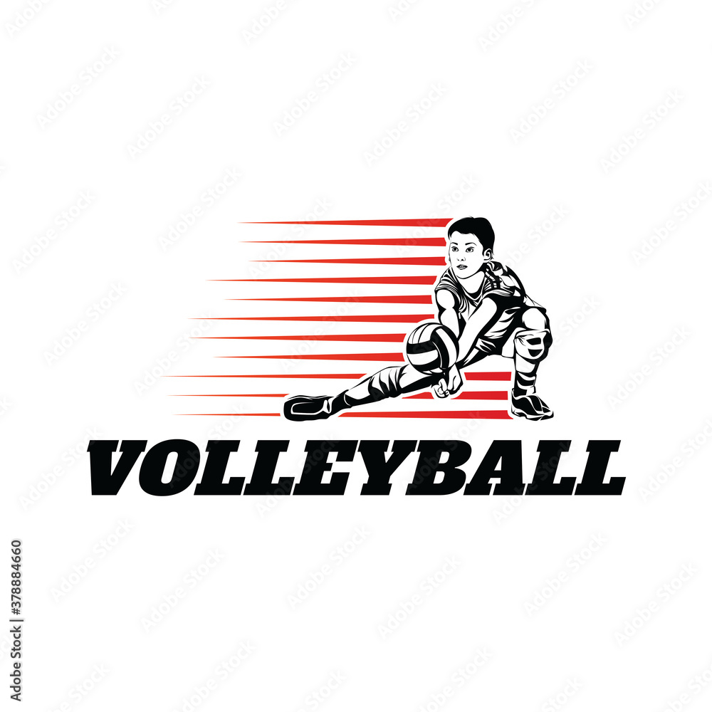 Volleyball Player Logo Template Design Vector Volleyball Player Logo Template Design Vector