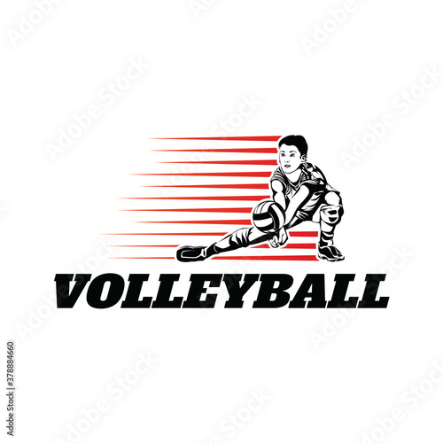 Volleyball Player Logo Template Design Vector