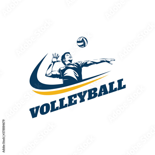 Volleyball Player Logo Template Design Vector