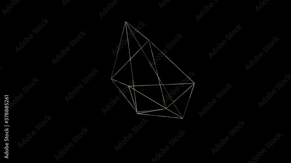 4k Abstract geometric element. Lowpoly structure. Metal lines. Isolated on black background. 4k Abstract geometric element. Lowpoly structure. Metal lines. Isolated on black background.
