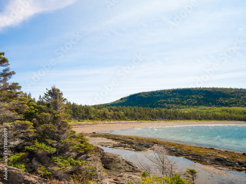 Beautiful day on the shores of Saint Lawrence river, Bic National park, Quebec, Canada