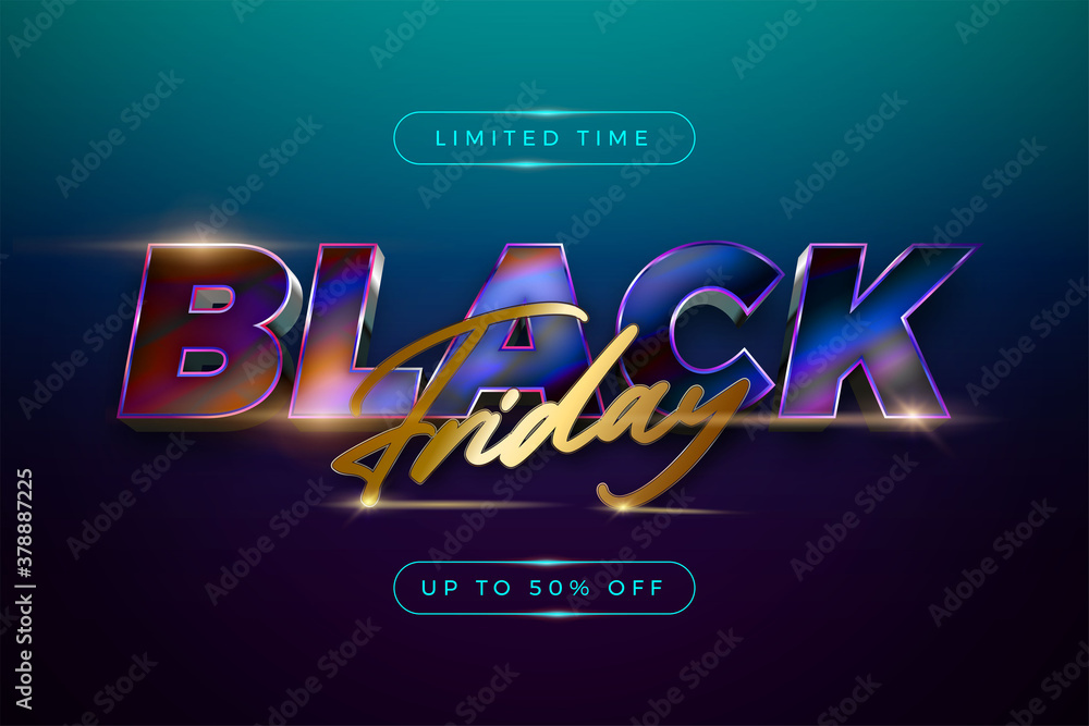 Black friday sale label with modern combination color vibrant text for flayer banner promotion