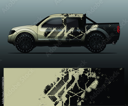 truck and vehicle Graphic vector. Racing background for vinyl wrap and decal