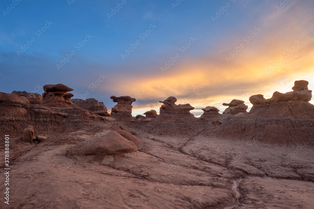 Goblin Valley At Sunset Just After A Rainstorm, Utah.