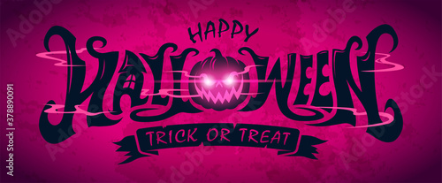 Happy Halloween Text Banner design, Vector