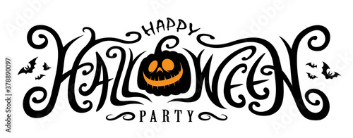 Happy Halloween Text Banner design, Vector