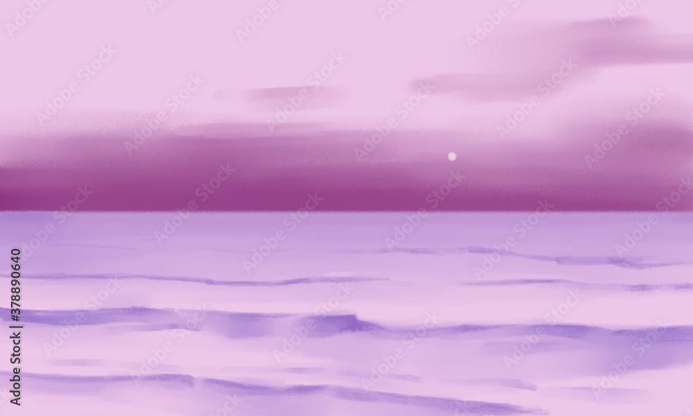 minimalistic illustration winter purple dawn