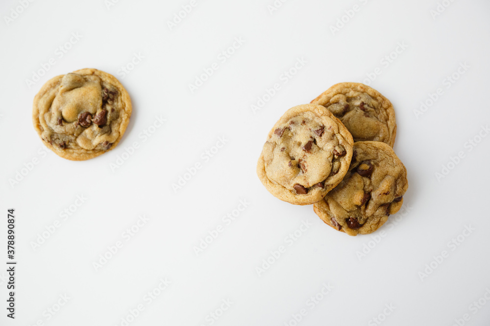 Homemade Chocolate Chip Cookies on White Background Homemade Chocolate Chip Cookies on White Background