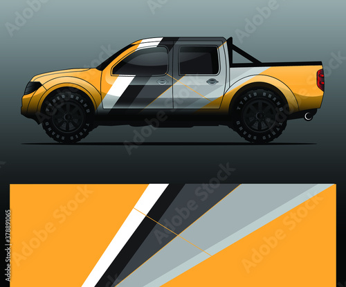 truck and vehicle Graphic vector. Racing background for vinyl wrap and decal