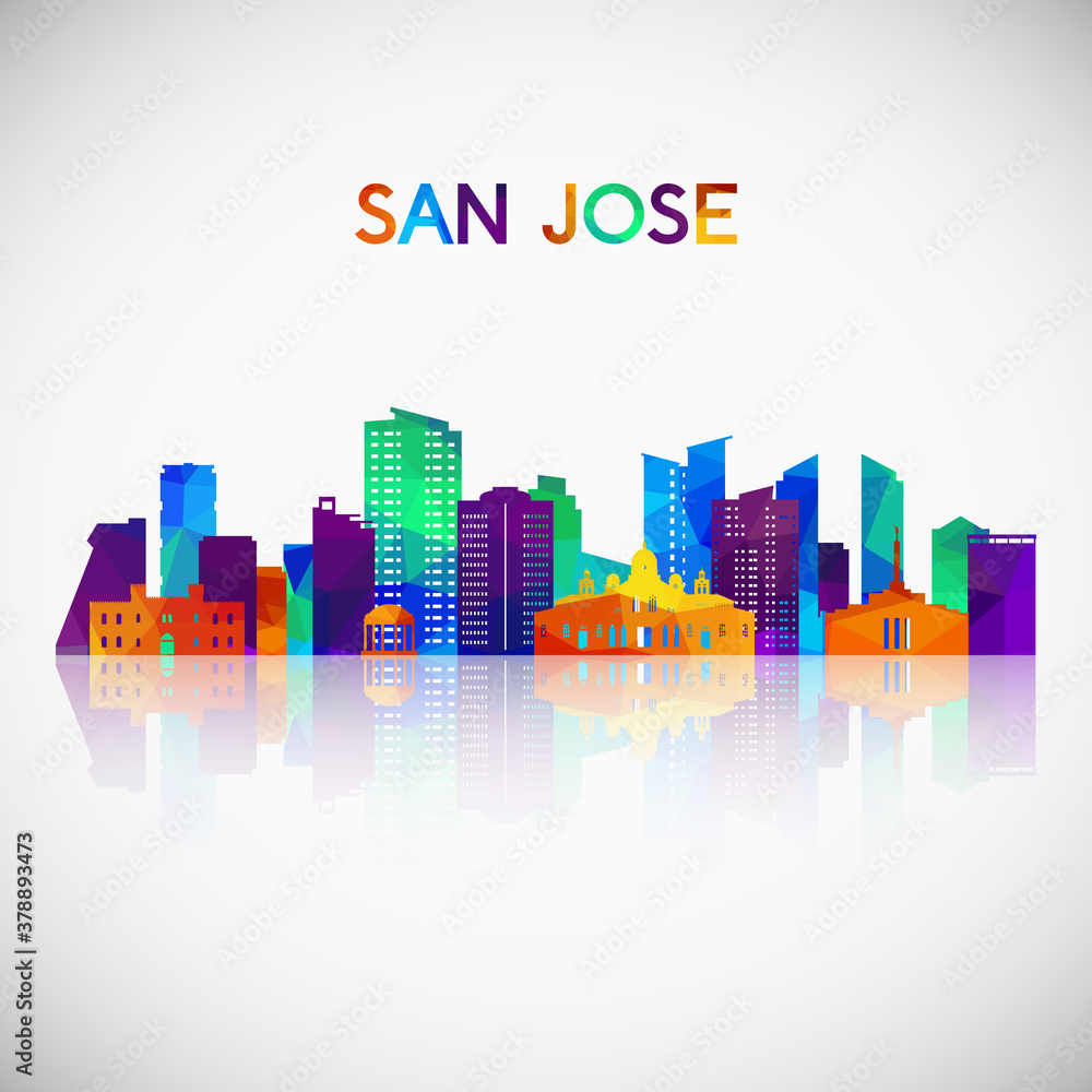 San Jose, Costa Rica skyline silhouette in colorful geometric style. Symbol for your design. Vector illustration.